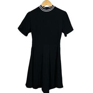 Collusion Open Back Jersey Dress Knee Lngth Black Casual Short Sleeve - 6